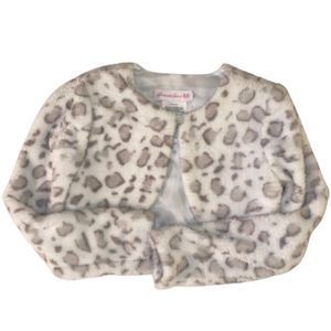 🆕Bonnie Jean Girls Faux Fur Leopard Shrug Size 6